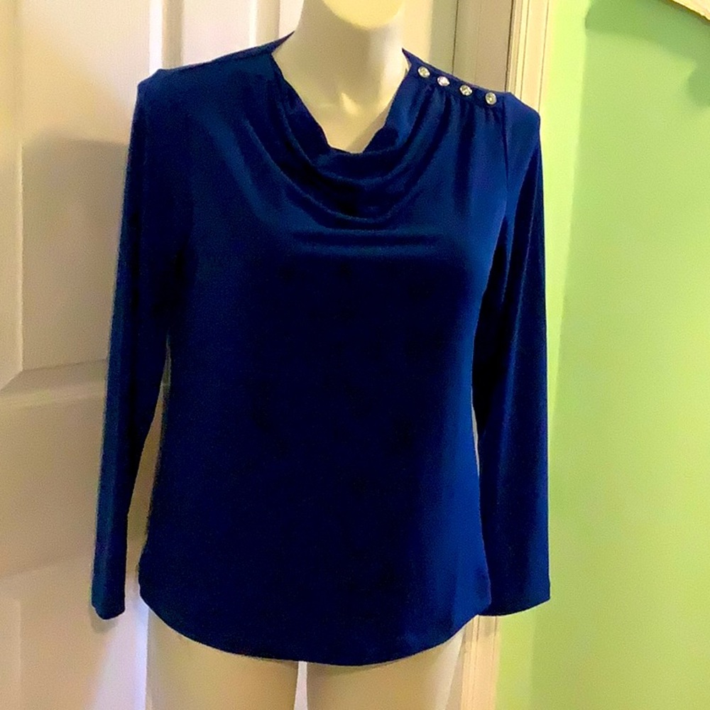 Blue blouse with crystal buttons on a side see pictures the design.